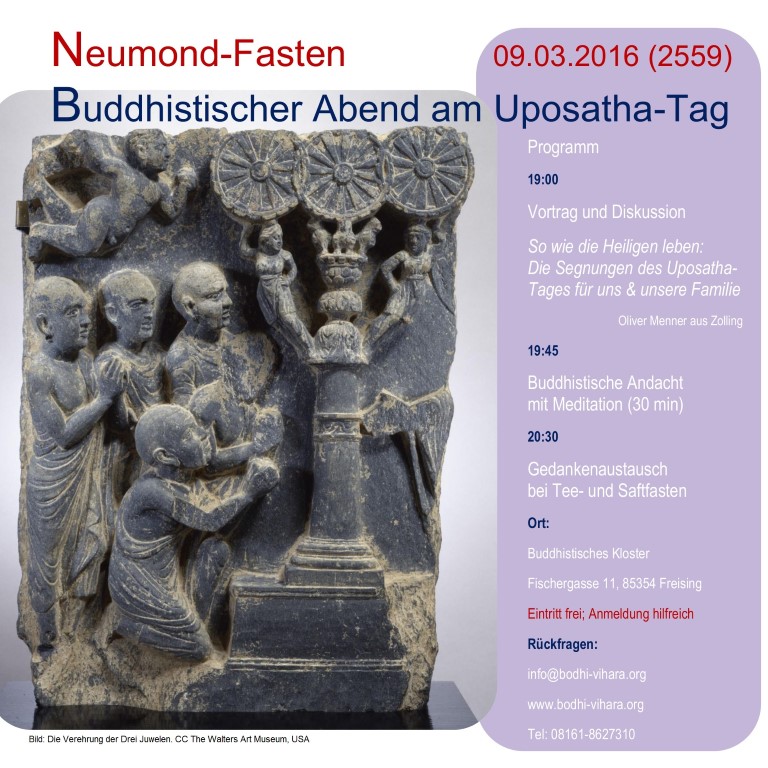Neumond-Fasten am Uposatha-Tag, 9.3.2016 (Medium)