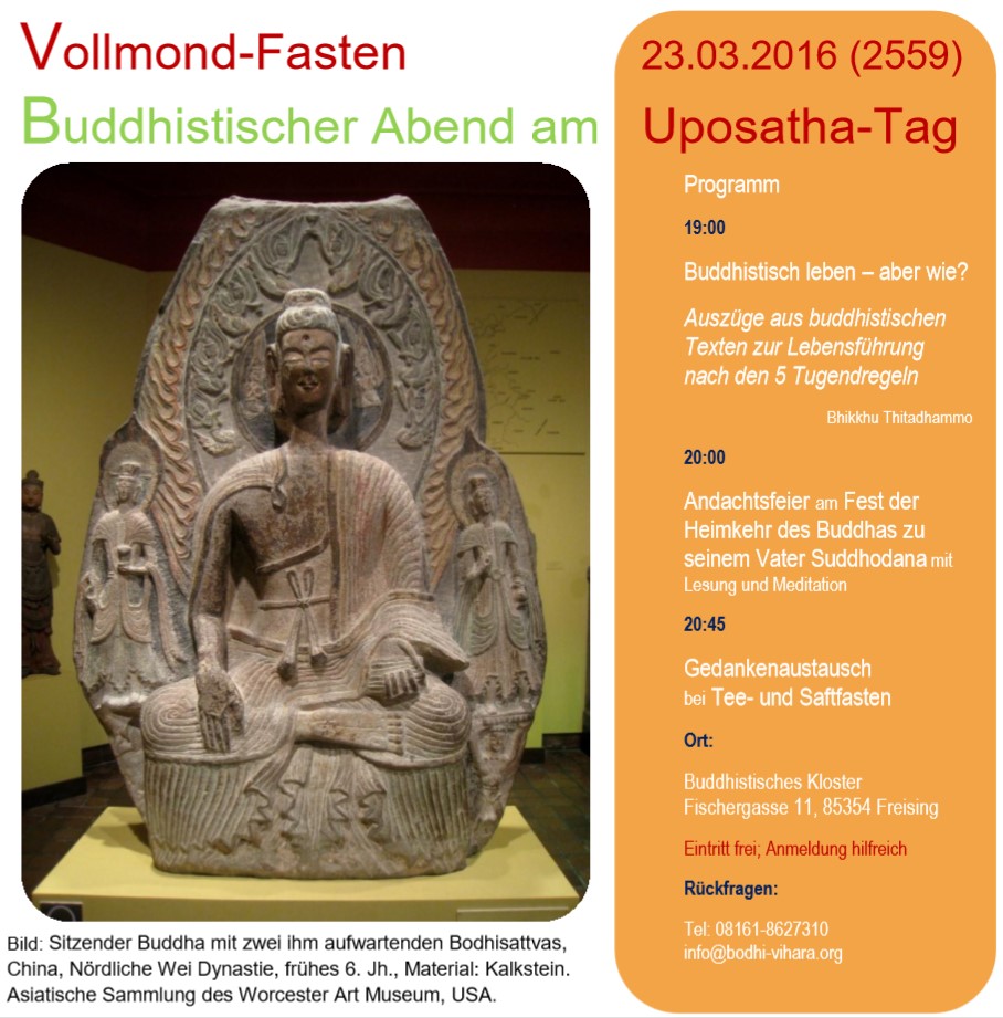 Vollmond Fasten Uposatha am 23.3.